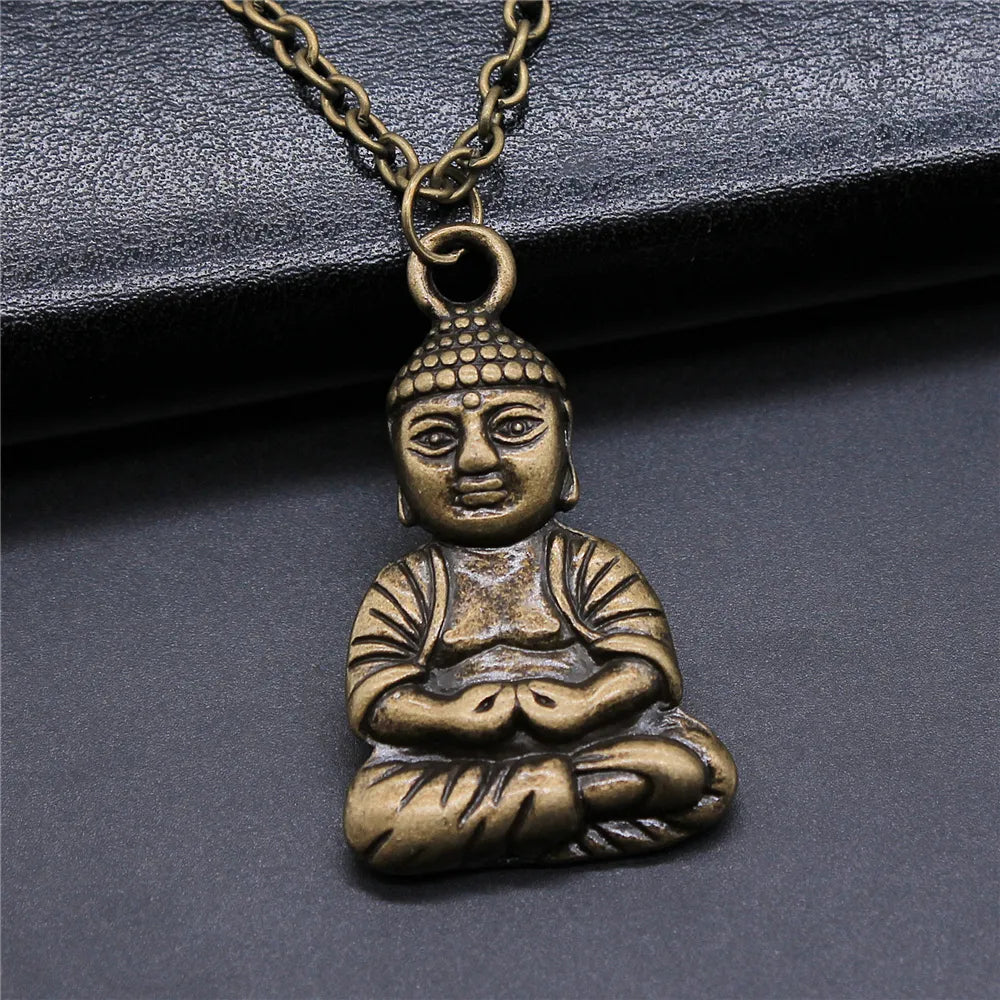 Religiöser Schmuck - Buddhismus Buddha Anhänger Halskette mit Om Yoga Symbol und Lotusbaum