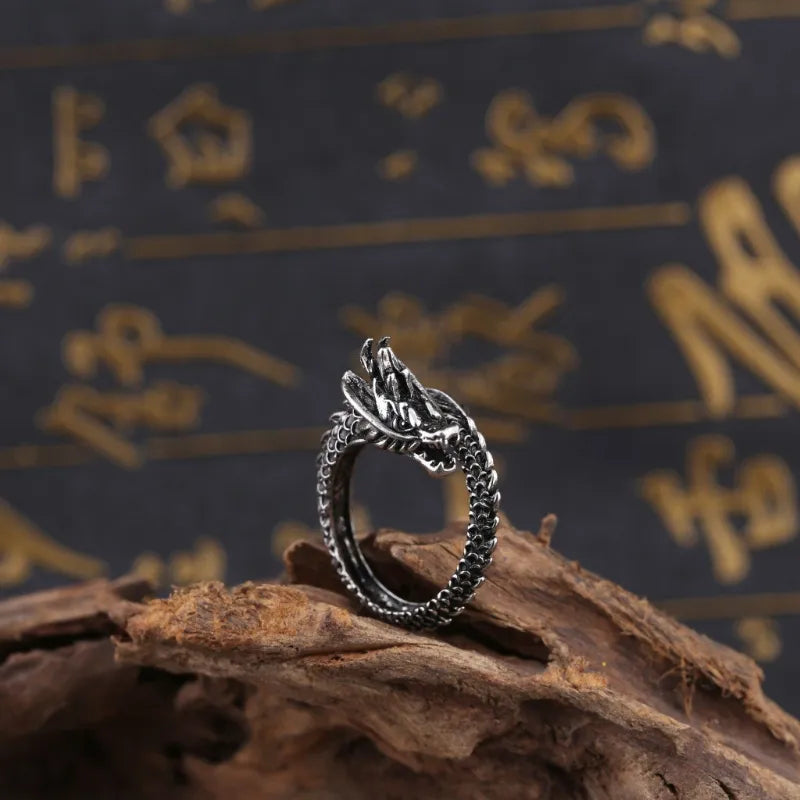 Vintage Drachen Verstellbare Ringe für Herren - Retro Gothic Design