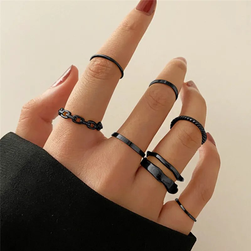 Modyle Punk Geometrische Silberfarbene Armbandringe - Stilvoller Hip-Hop Schmuck