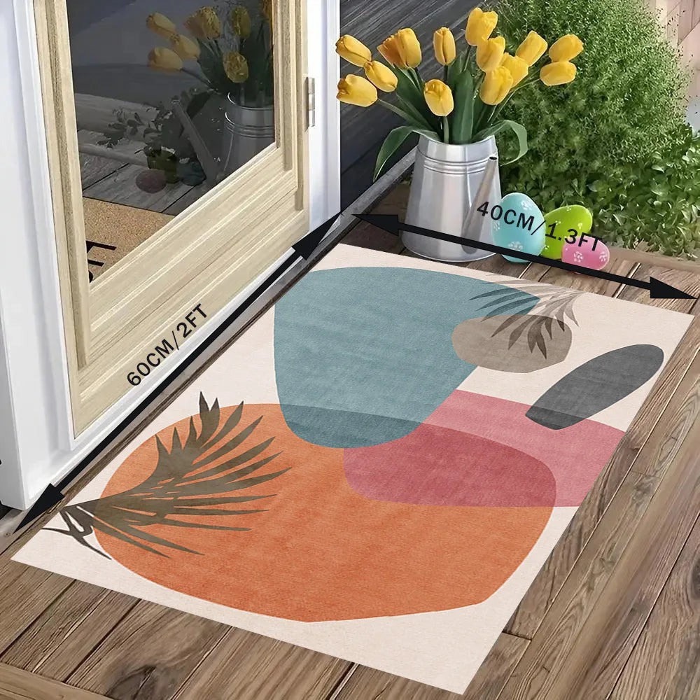 Geometrischer Kunst-Teppich – Orange-Rot & Modern