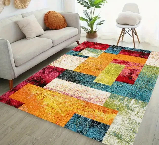 Geometrischer Abstrakt-Teppich – Wohnzimmer & Schlafzimmer