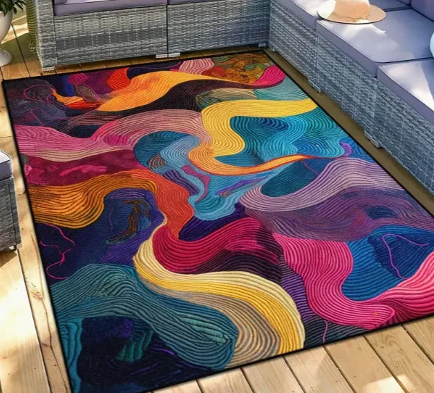 Geometrischer Abstrakt-Teppich – Wohnzimmer & Schlafzimmer