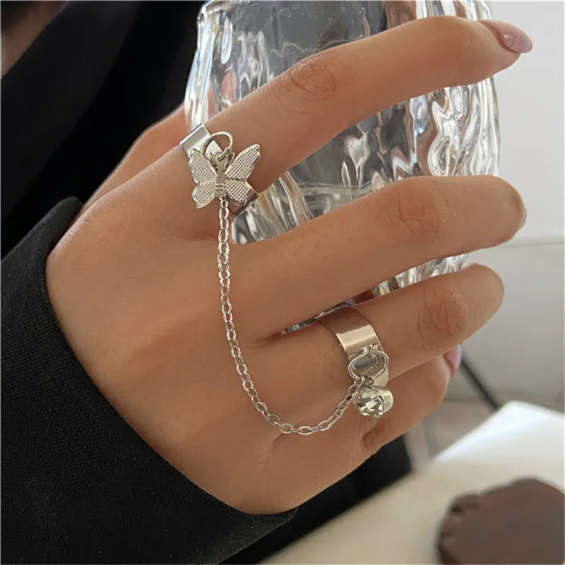 Modyle Punk Geometrische Silberfarbene Armbandringe - Stilvoller Hip-Hop Schmuck