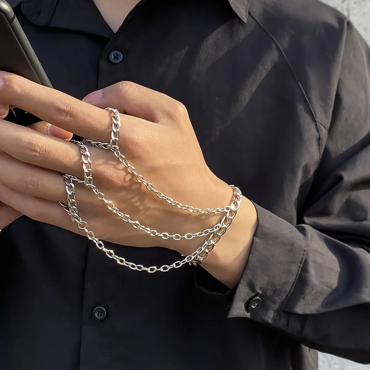 Punk Style Schwarze Armbandringe - Geometrisches Design