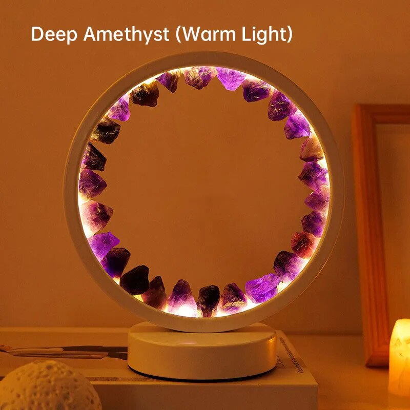 LED Wiederauflampbare Nachttischlampe - Natürliche Amethyst-Kristalldekoration