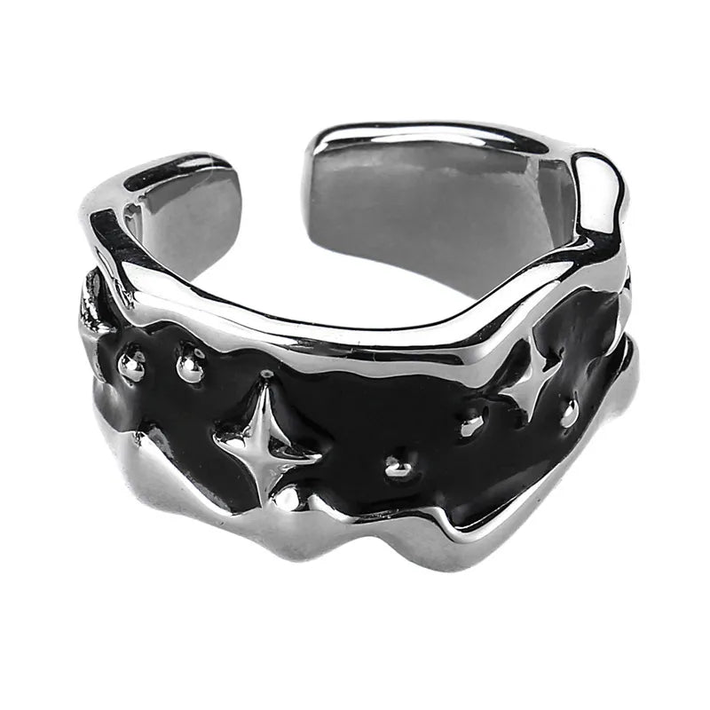 Silberfarbener Sterne Irregular Punk Ring - Kreative Geometrie für Partys