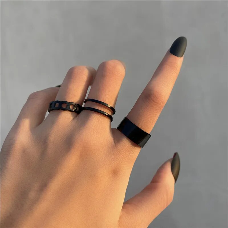 Modyle Punk Geometrische Silberfarbene Armbandringe - Stilvoller Hip-Hop Schmuck