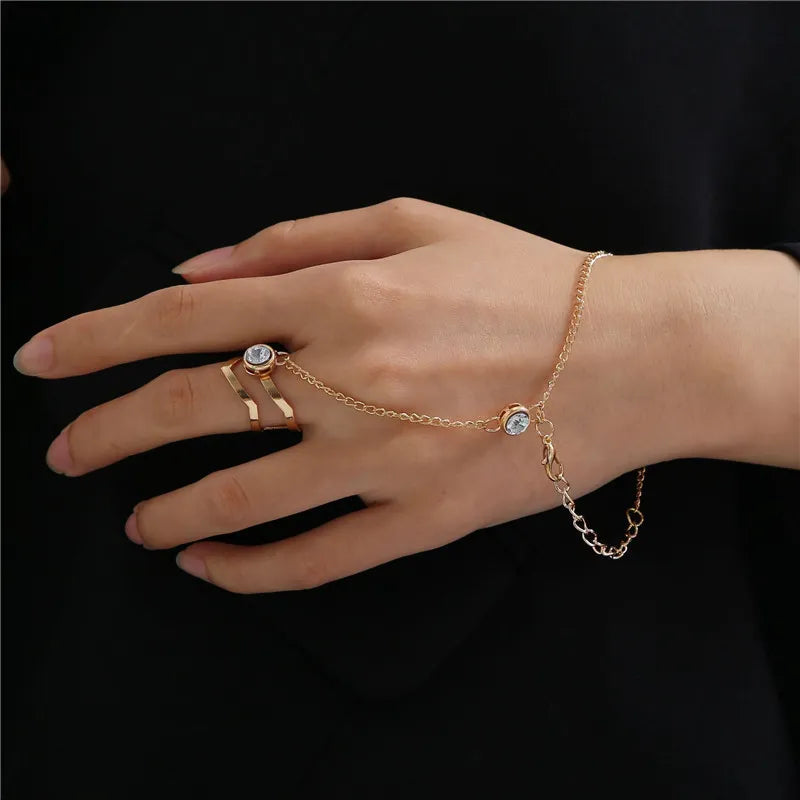 Modyle Punk Geometrische Silberfarbene Armbandringe - Stilvoller Hip-Hop Schmuck