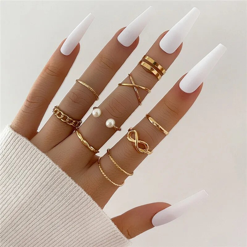 Modyle Punk Geometrische Silberfarbene Armbandringe - Stilvoller Hip-Hop Schmuck