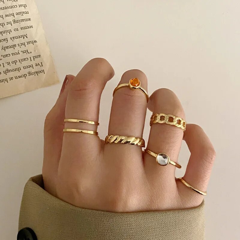 Modyle Punk Geometrische Silberfarbene Armbandringe - Stilvoller Hip-Hop Schmuck