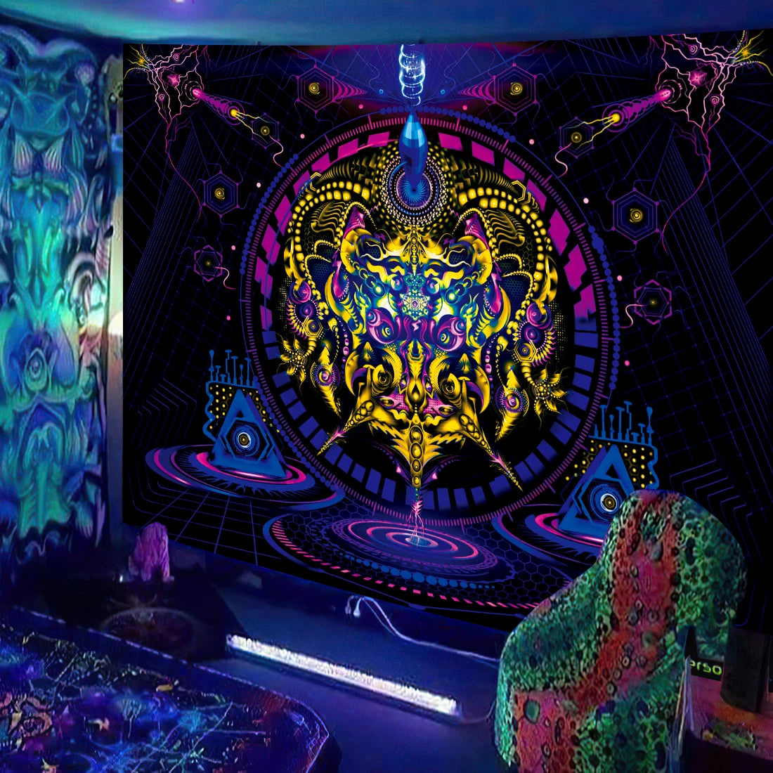 Blacklight poster: Light play magic - Psychedelic mushroom pattern