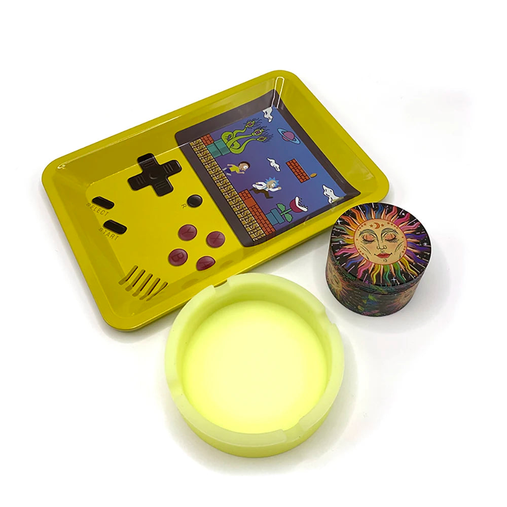 50 mm Tabak- & Kräutergrinder Set mit Rolling Tray & Aschenbecher