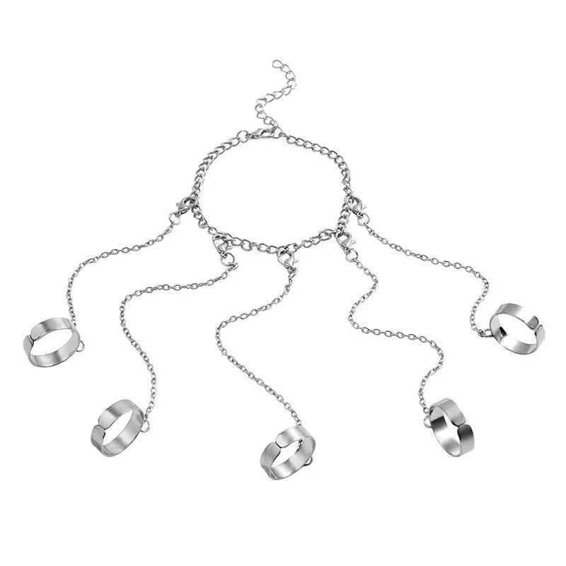 Modyle Punk Geometrische Silberfarbene Armbandringe - Stilvoller Hip-Hop Schmuck