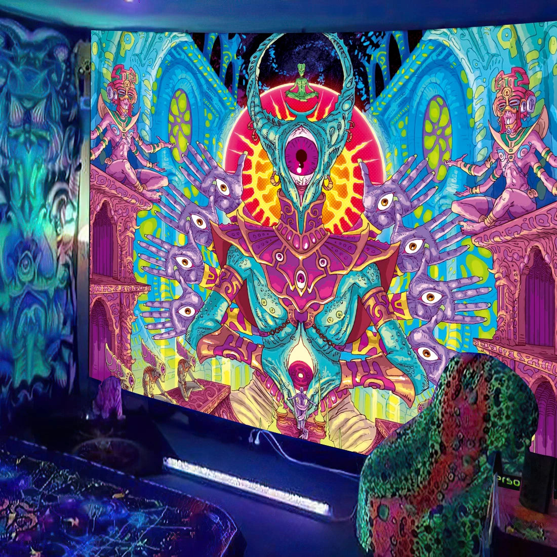 Blacklight poster: Light play magic - Psychedelic mushroom pattern