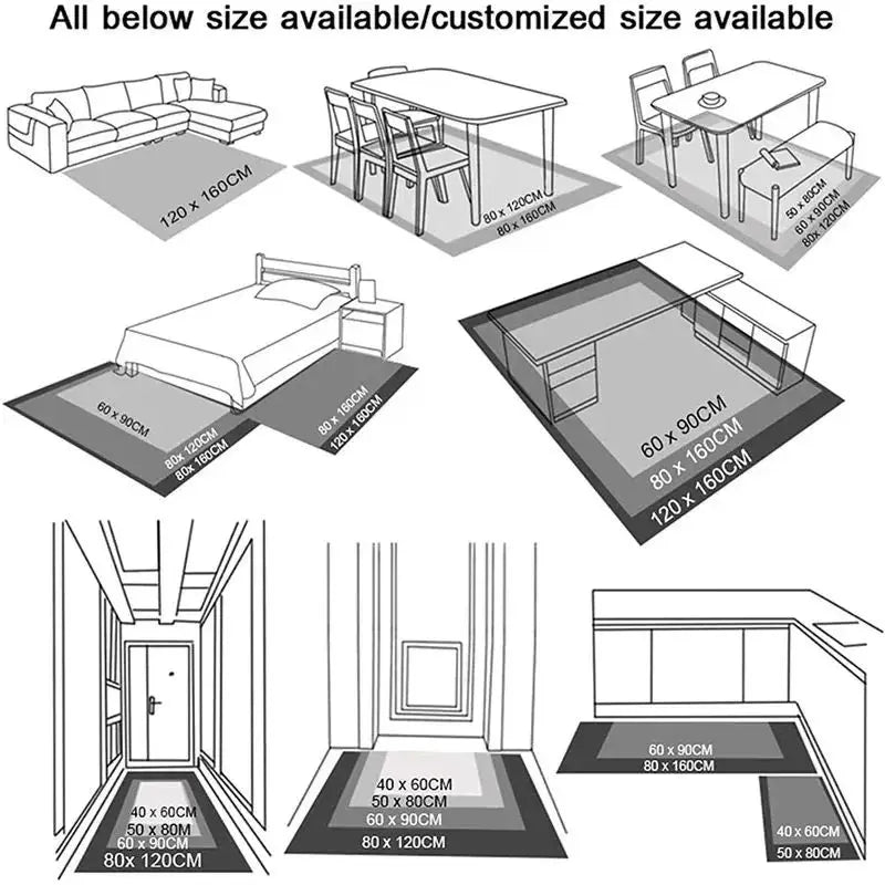 Trendy Schwarz-Weiß Abstrakt-Teppich – Wohnzimmer & Bodenmatte