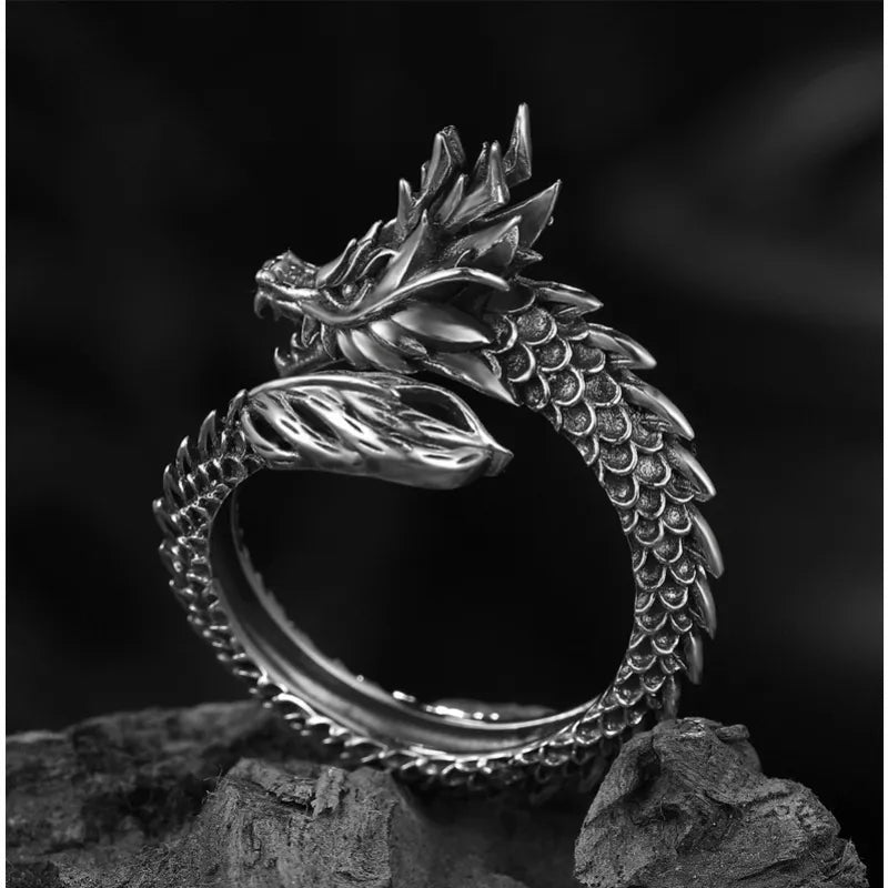Vintage Drachen Verstellbare Ringe für Herren - Retro Gothic Design
