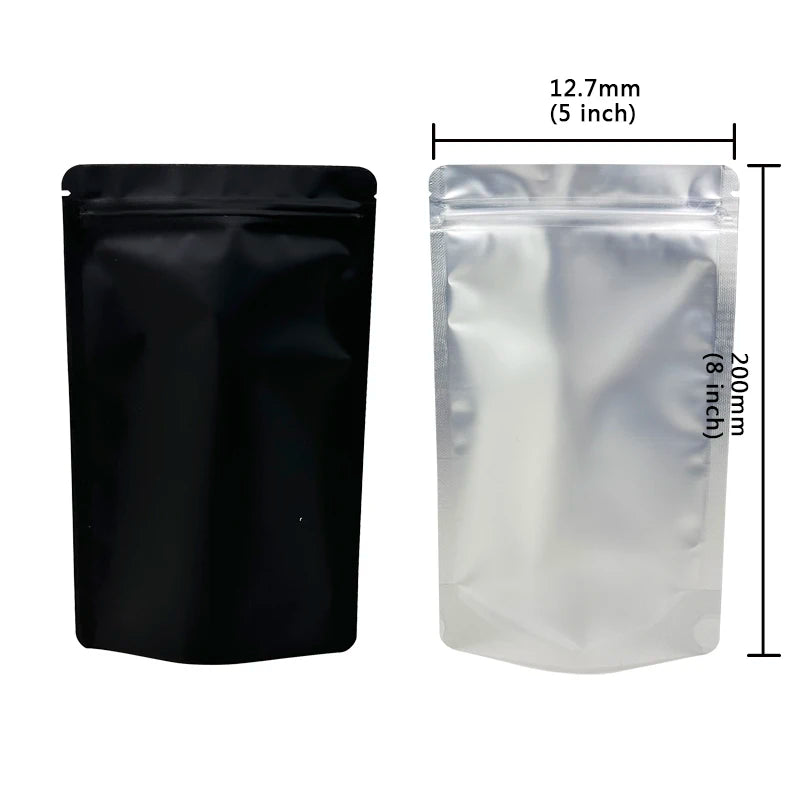 20–100 Stück Schwarze Geruchsfreie Zipper-Beutel mit Sichtfenster