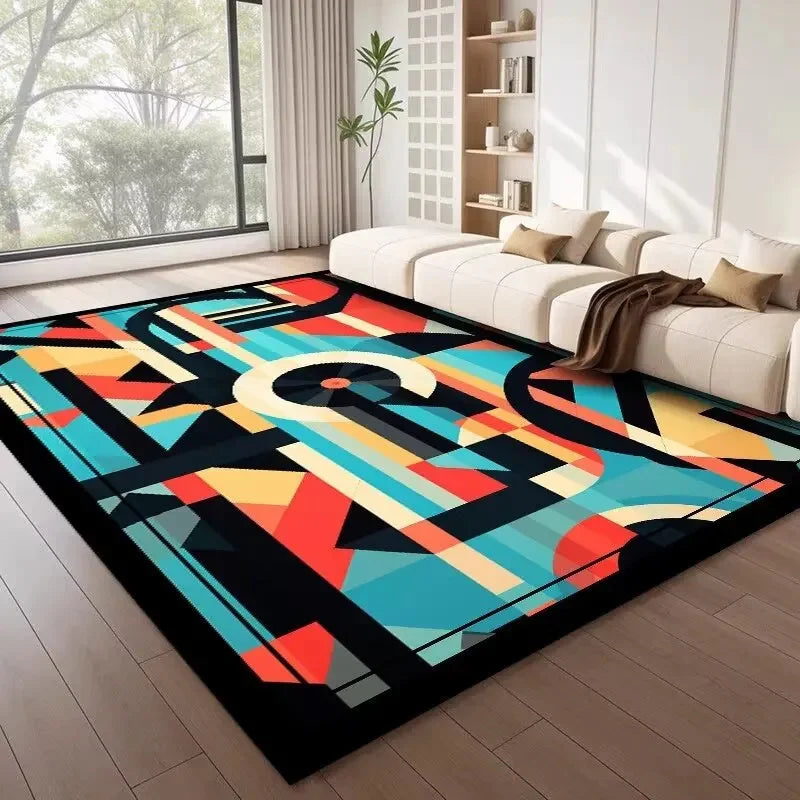 Moderner Geometrischer Teppich – Farbige Abstrakte Muster