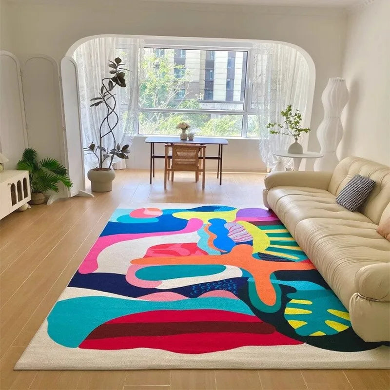 Bunter Abstrakter Kunst Teppich