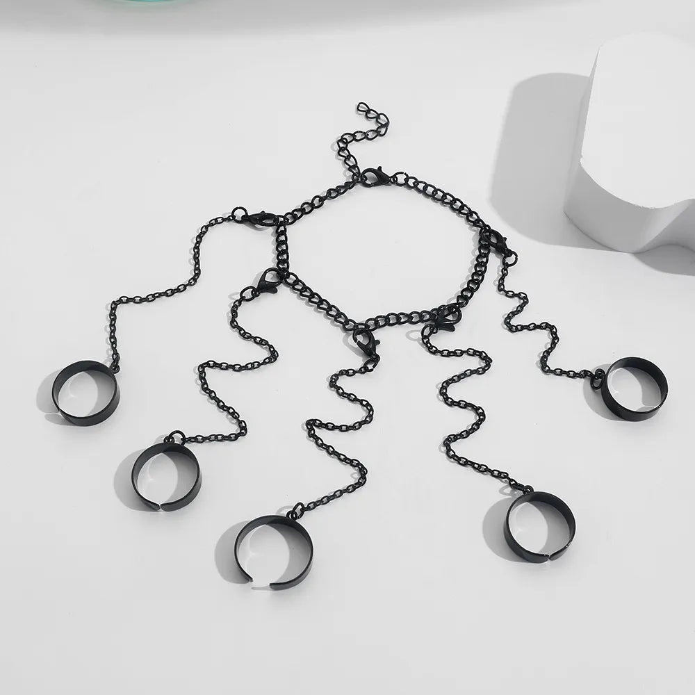 Punk Style Schwarze Armbandringe - Geometrisches Design
