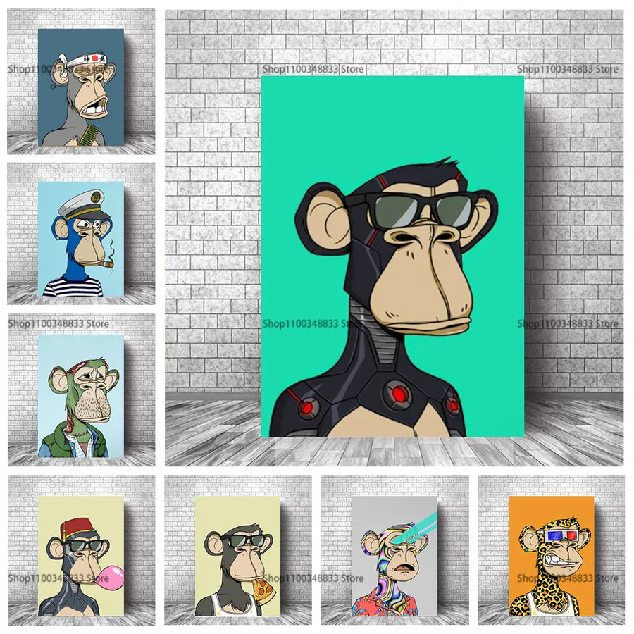NFT Series The Bored Ape Yacht Club - Cartoon Canvas Picture for Wall Decoration