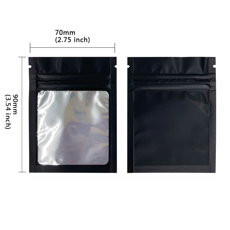20–100 Stück Schwarze Geruchsfreie Zipper-Beutel mit Sichtfenster