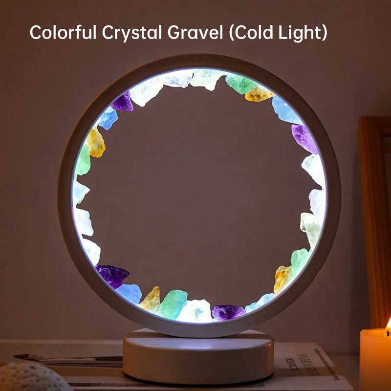 LED Wiederauflampbare Nachttischlampe - Natürliche Amethyst-Kristalldekoration
