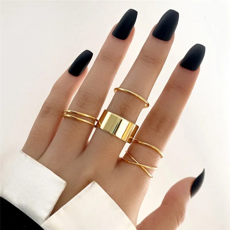 Modyle Punk Geometrische Silberfarbene Armbandringe - Stilvoller Hip-Hop Schmuck