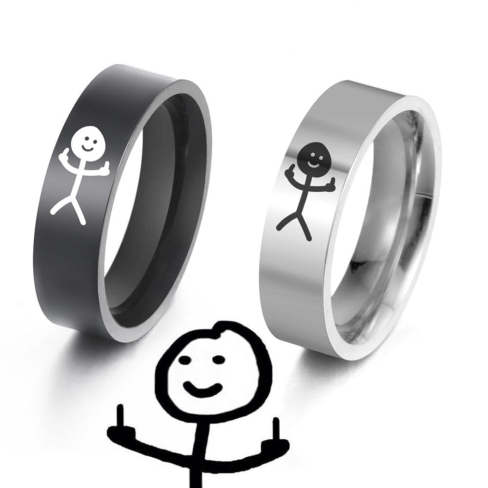 Funny Stickman-Mittelfinger Ring - Hip-Hop Partyaccessoire
