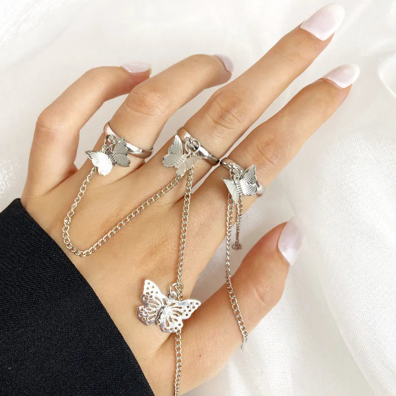 Modyle Punk Geometrische Silberfarbene Armbandringe - Stilvoller Hip-Hop Schmuck