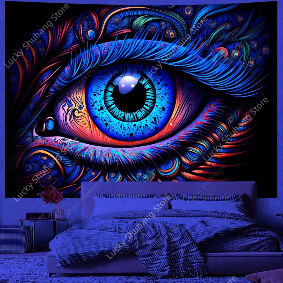 Cosmic Eye UV Schwarzlicht-Wandteppich