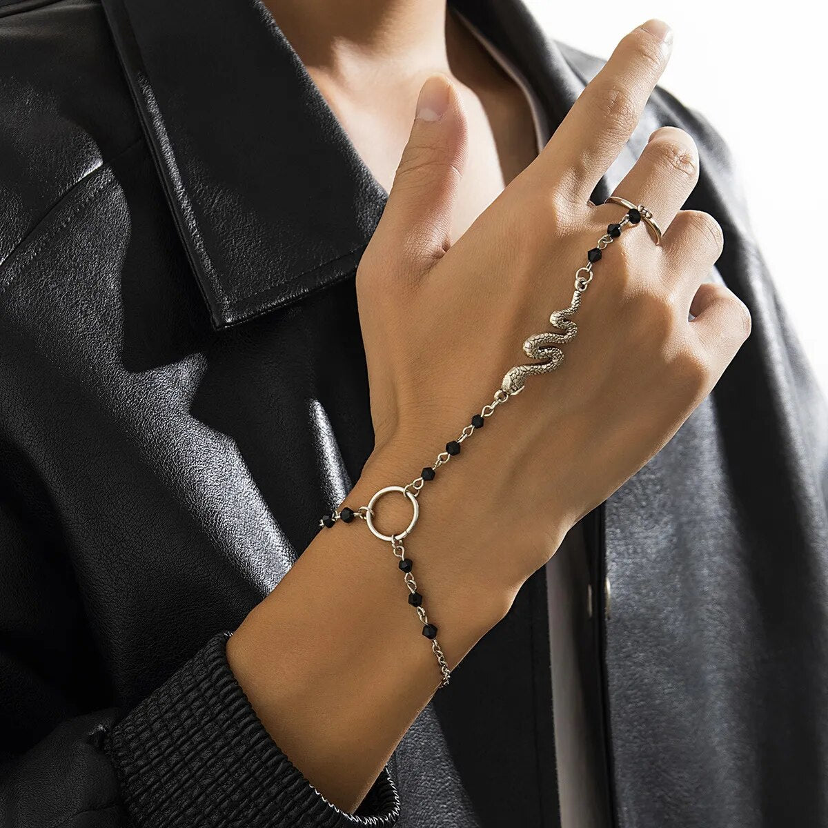 Punk Style Schwarze Armbandringe - Geometrisches Design