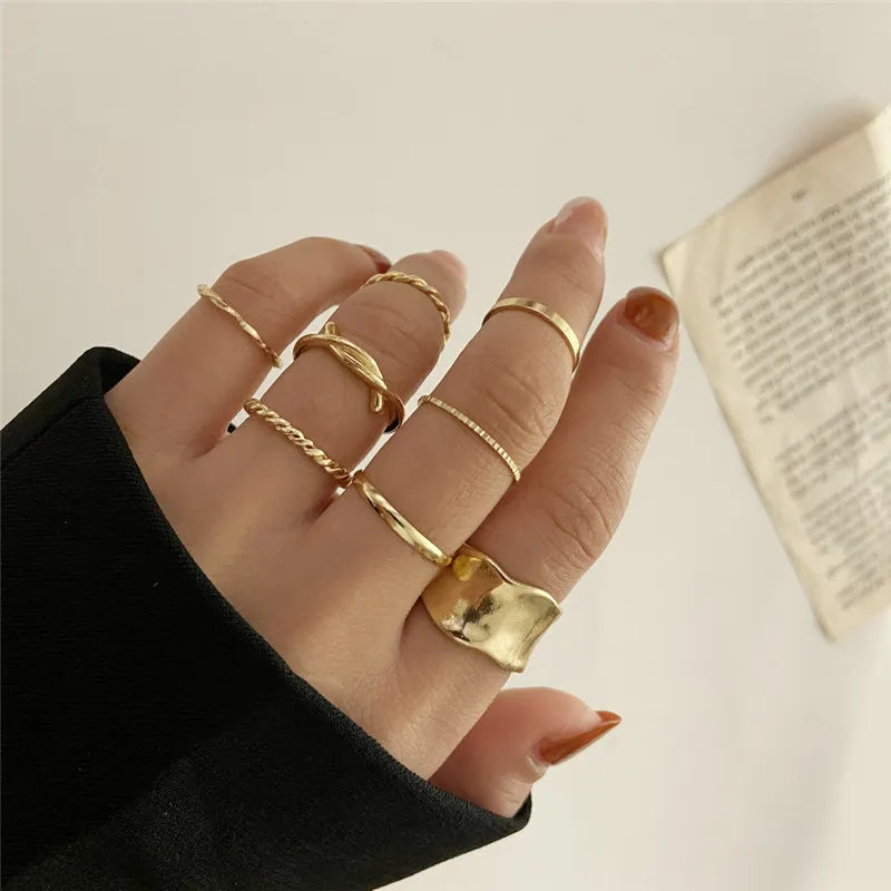Modyle Punk Geometrische Silberfarbene Armbandringe - Stilvoller Hip-Hop Schmuck