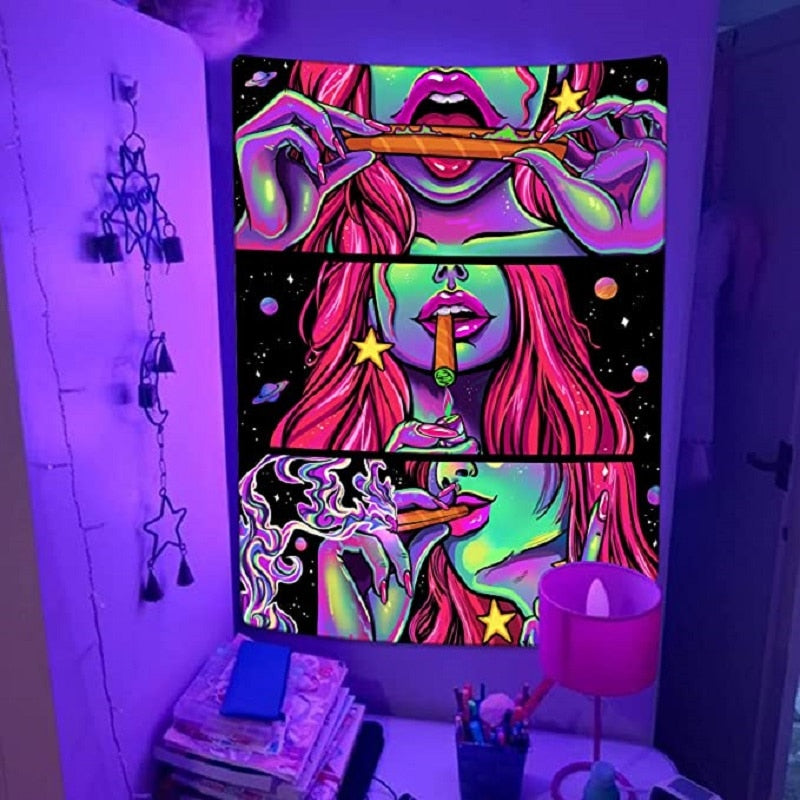 Trippy Blunt Schwarzlichtposter als Beispiel für UV- und Blacklight-Wandgestaltung von NiZED
