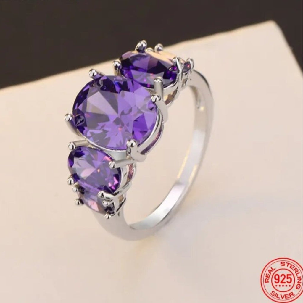 925 Sterling Silber Amethyst Ring - Elegante Schmuckgeschenke für Frauen - NiZED