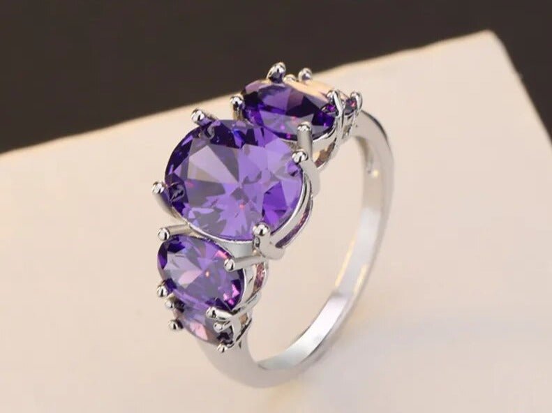 925 Sterling Silber Amethyst Ring - Elegante Schmuckgeschenke für Frauen - NiZED