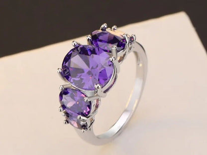 925 Sterling Silber Amethyst Ring - Elegante Schmuckgeschenke für Frauen - NiZED