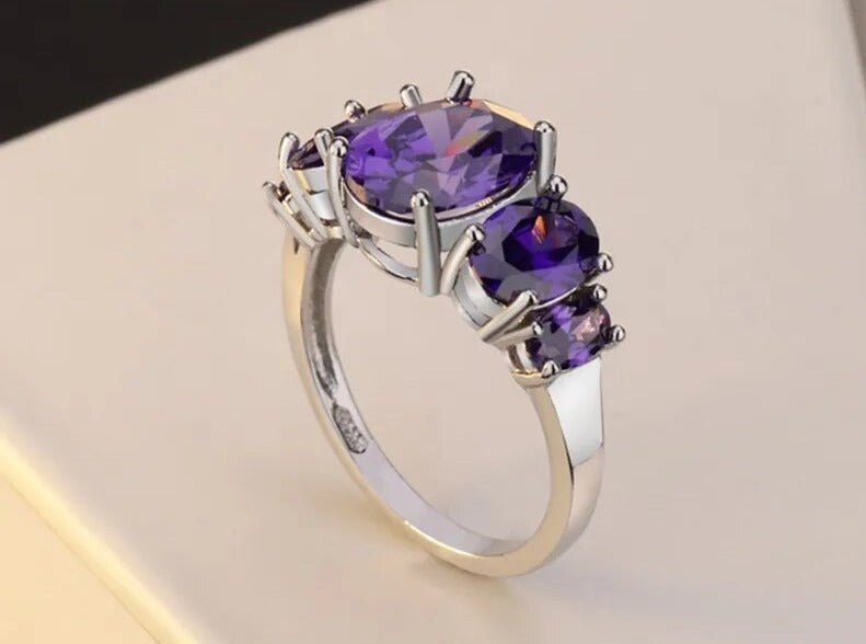 925 Sterling Silber Amethyst Ring - Elegante Schmuckgeschenke für Frauen - NiZED