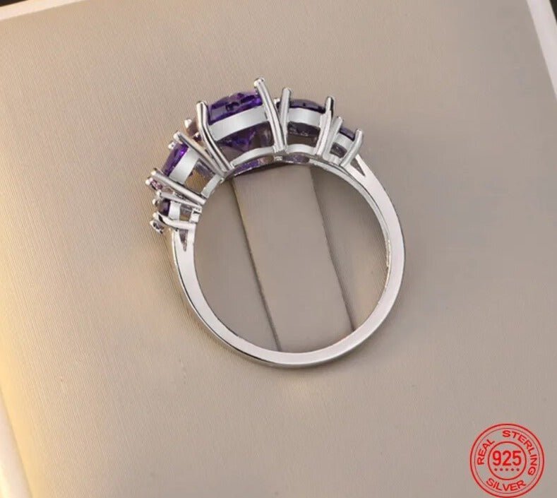 925 Sterling Silber Amethyst Ring - Elegante Schmuckgeschenke für Frauen - NiZED