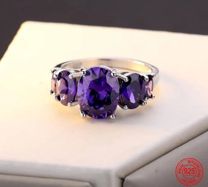 925 Sterling Silber Amethyst Ring - Elegante Schmuckgeschenke für Frauen - NiZED