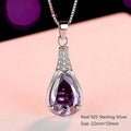 925 Sterling Silber Anhänger mit Großem Naturamethyst und zartem Halskettenanhänger - NiZED