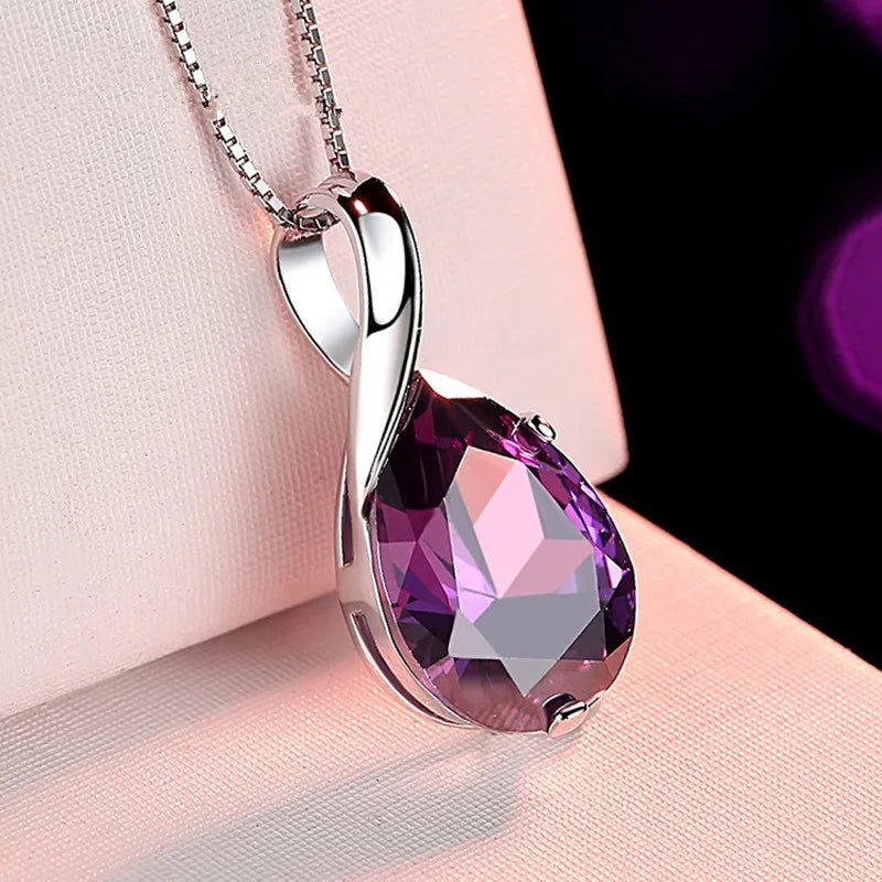 925 Sterling Silber Anhänger mit Großem Naturamethyst und zartem Halskettenanhänger - NiZED
