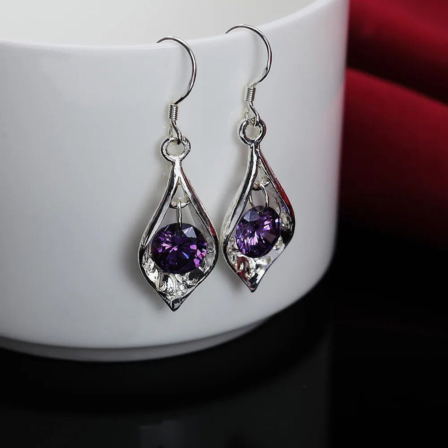 Amethyst Silver Earrings