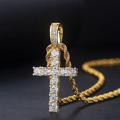 Kreuz-Anhänger Halskette im Hip-Hop-Stil - Iced Out Design