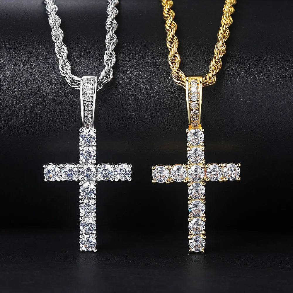 Kreuz-Anhänger Halskette im Hip-Hop-Stil - Iced Out Design