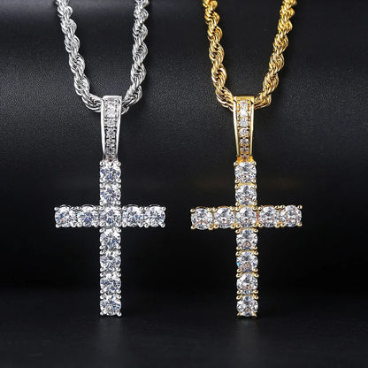Kreuz-Anhänger Halskette im Hip-Hop-Stil - Iced Out Design