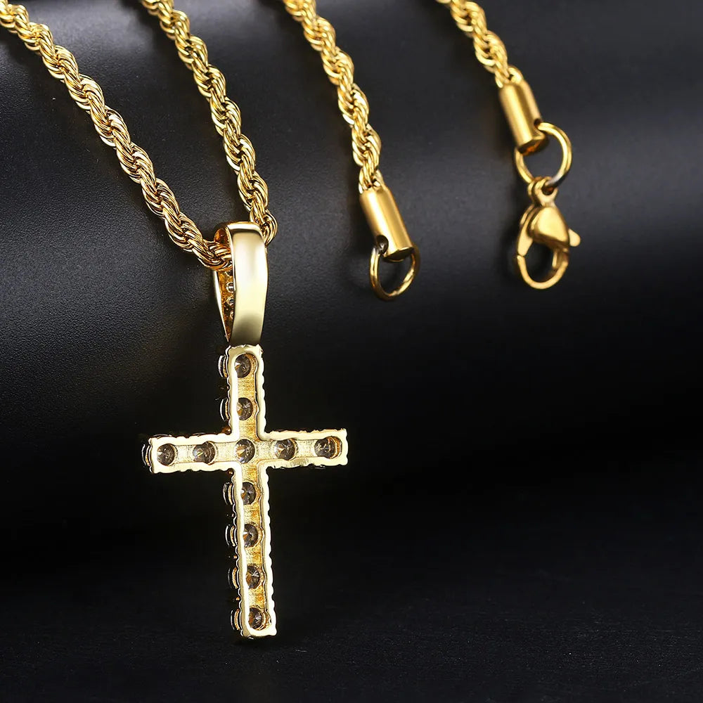 Kreuz-Anhänger Halskette im Hip-Hop-Stil - Iced Out Design