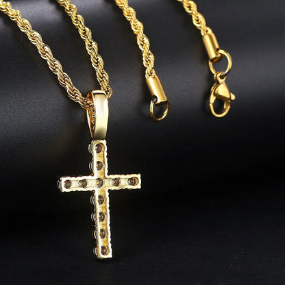 Kreuz-Anhänger Halskette im Hip-Hop-Stil - Iced Out Design