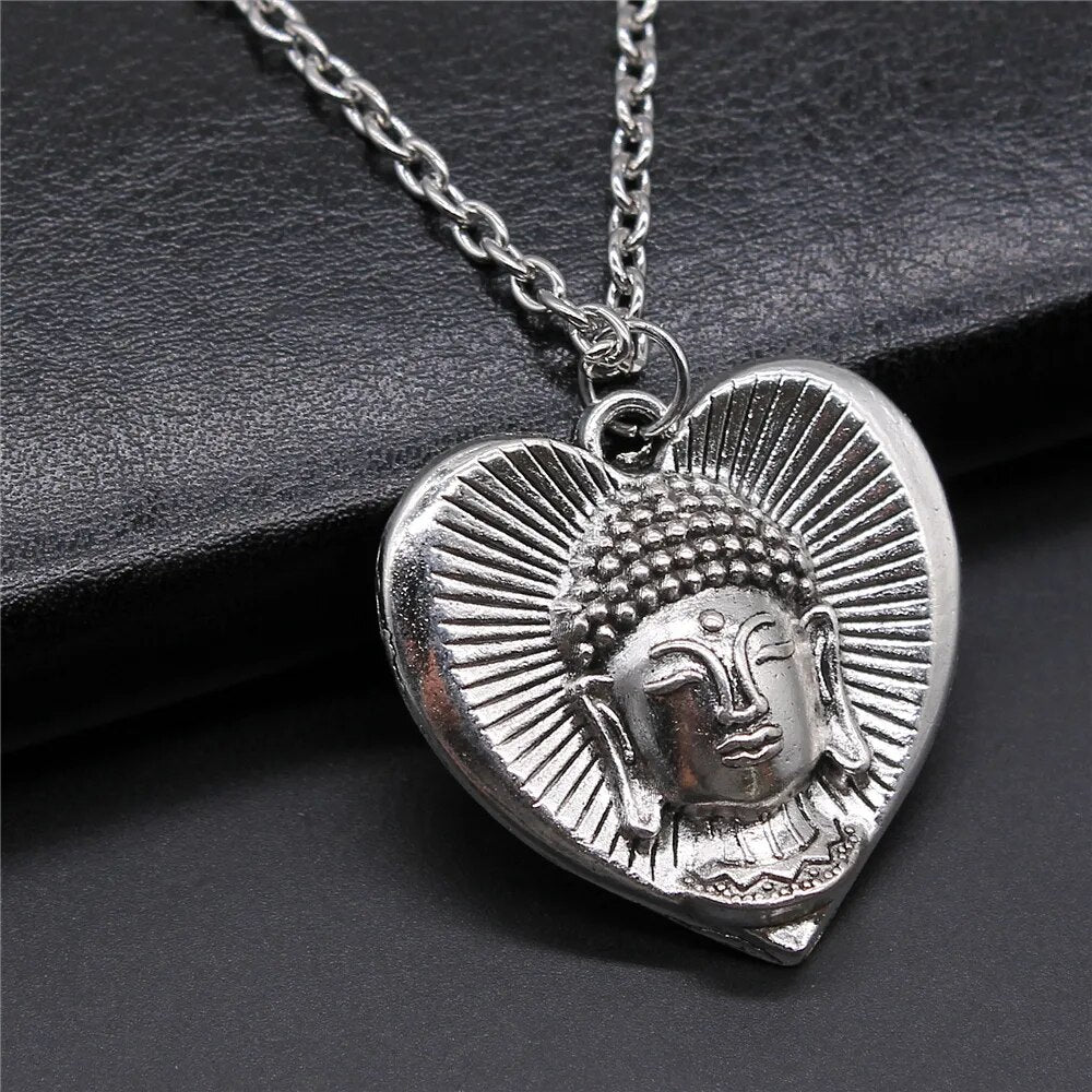 Religiöser Schmuck - Buddhismus Buddha Anhänger Halskette mit Om Yoga Symbol und Lotusbaum