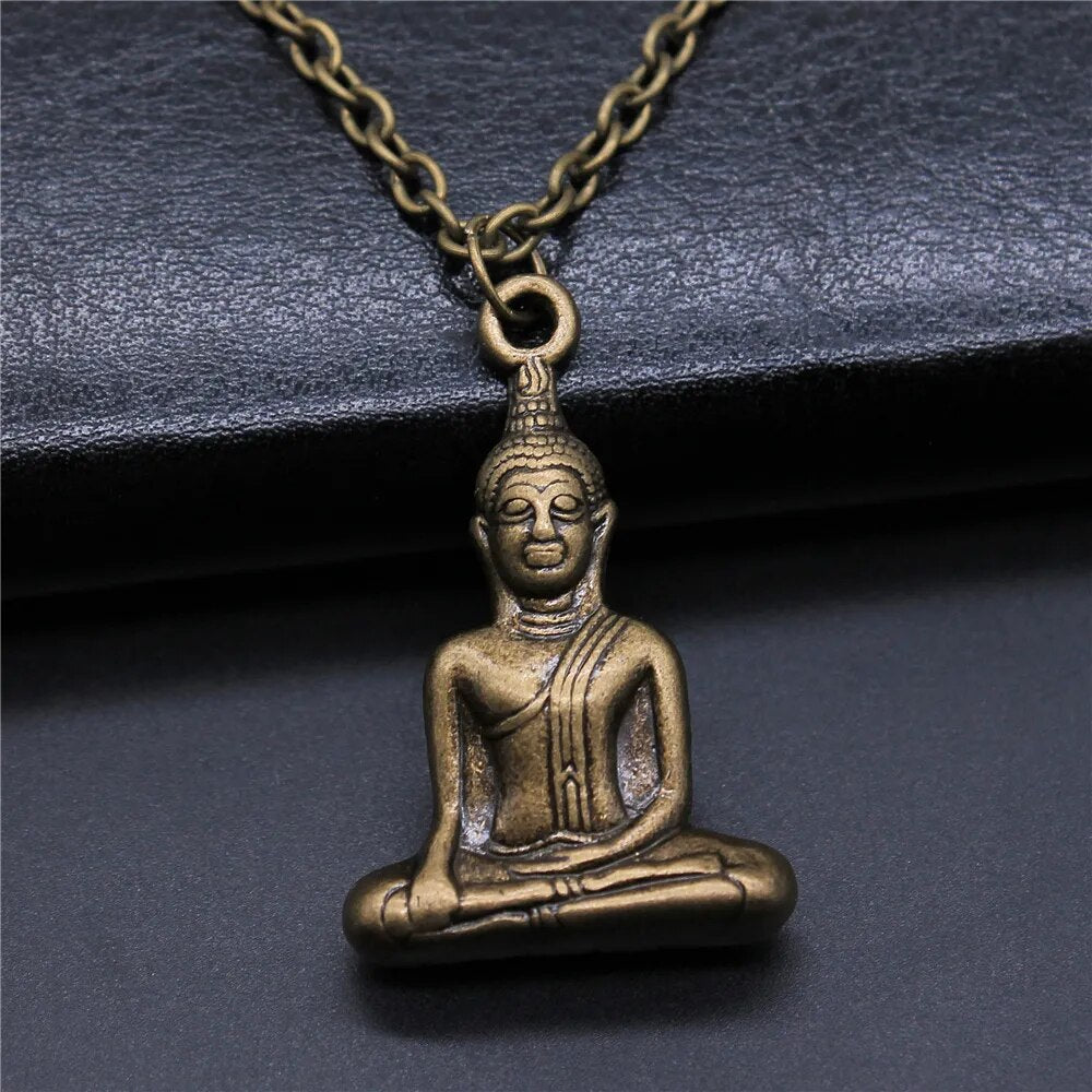 Religiöser Schmuck - Buddhismus Buddha Anhänger Halskette mit Om Yoga Symbol und Lotusbaum